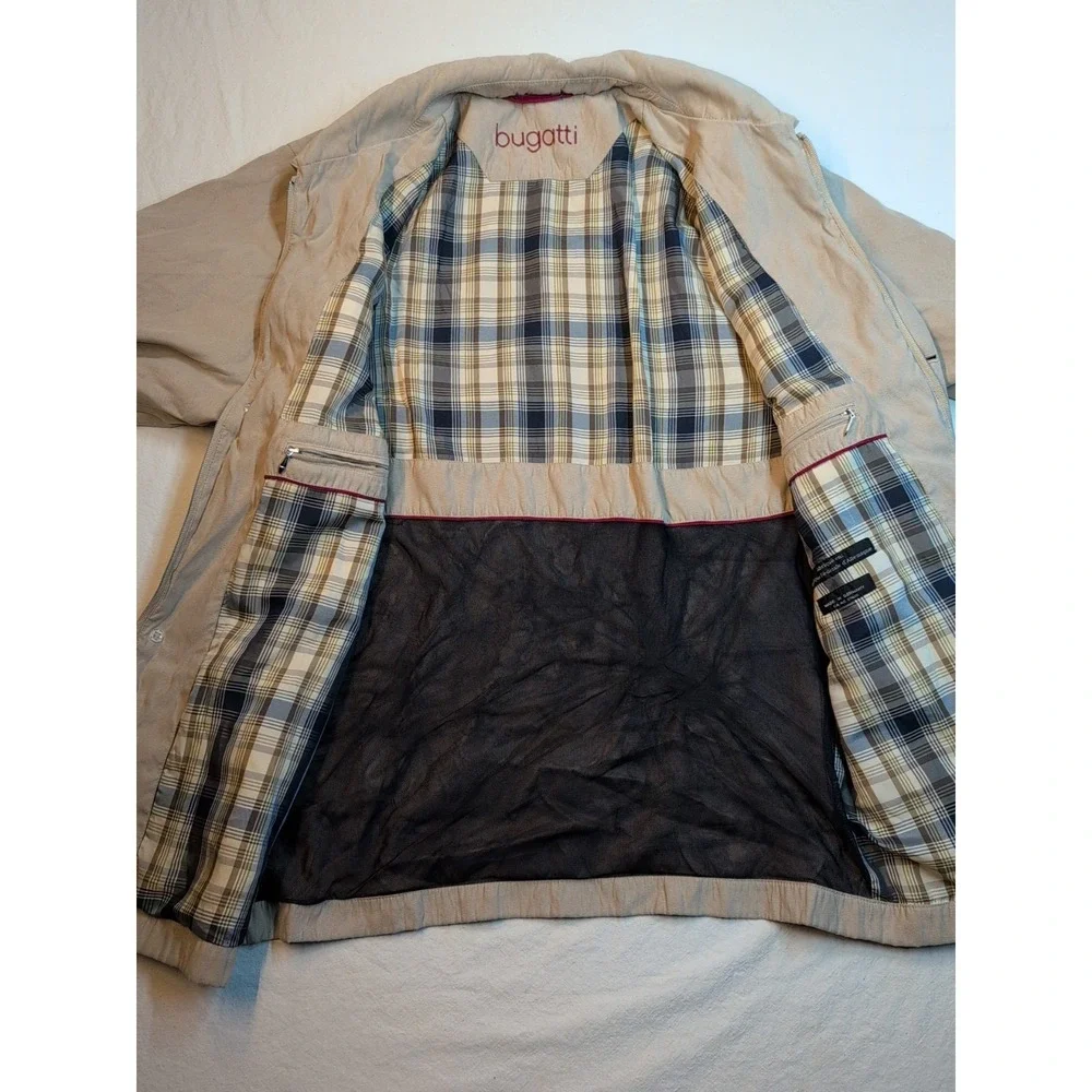 Vintage Bugatti‎ Size 40R Beige Car Coat Jacket Softshell Fabric Outer Shell